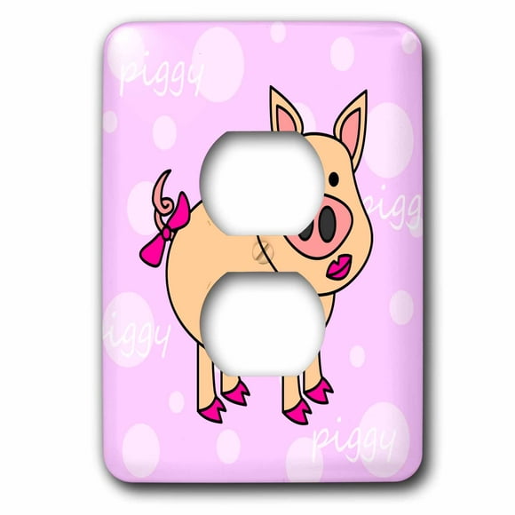3dRose lsp_57132_6 Cute Happy Pig Face 2 plug Outlet Cover 
